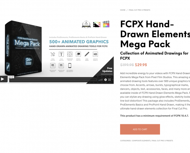 Cover image for the FCPX Hand Drawn Elements Mega Pack from Pixel Film Studios